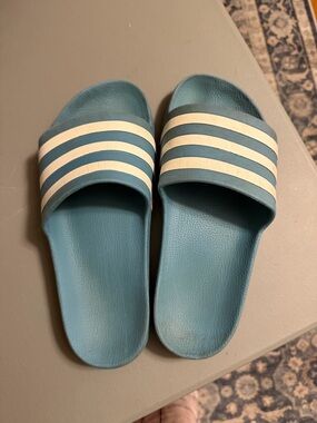 adidas Blue and White Adilette Slide Sandals
